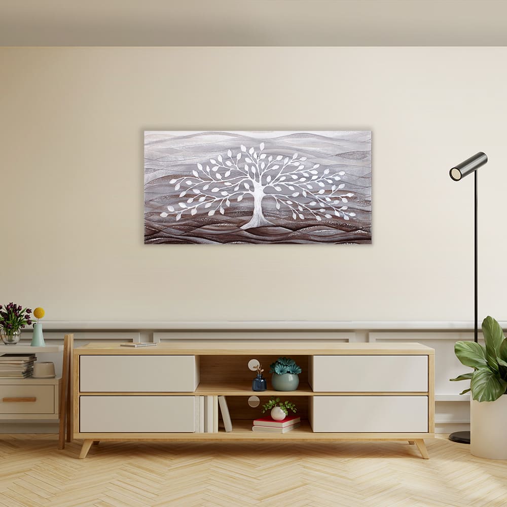 Quadro “Albero della Vita” 100x50 cm Bianco - CASA CHIC