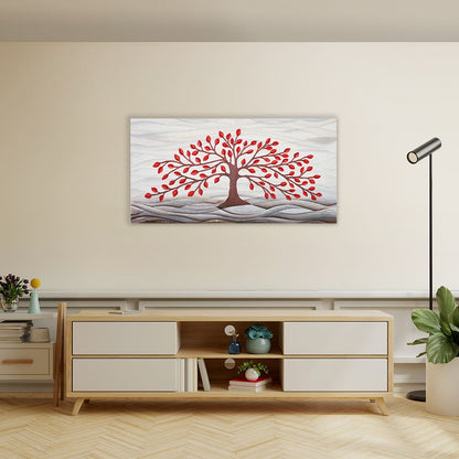 Quadro “Albero della Vita” 100x50 cm Rosso - CASA CHIC