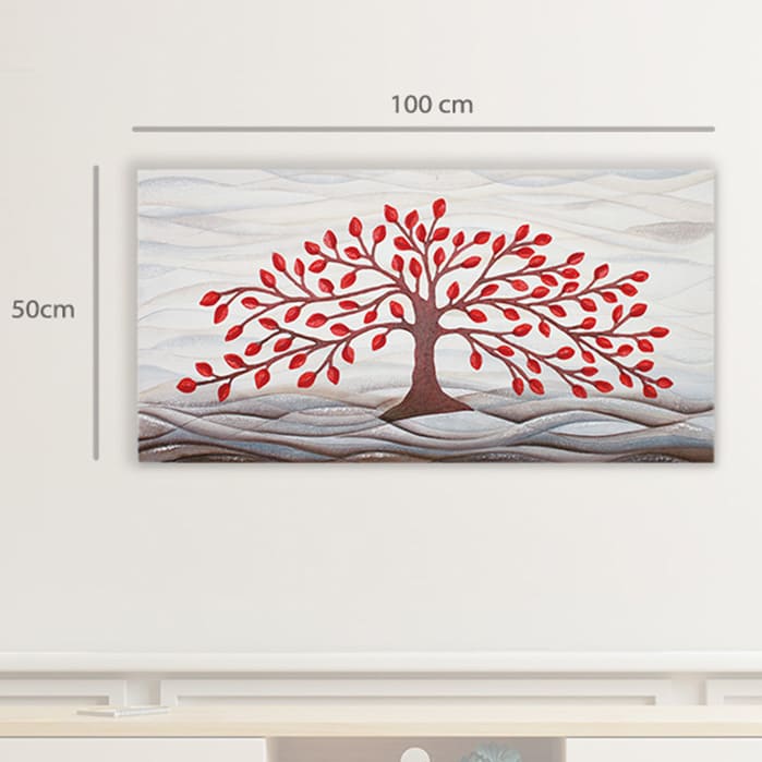 Quadro “Albero della Vita” 100x50 cm Rosso - CASA CHIC