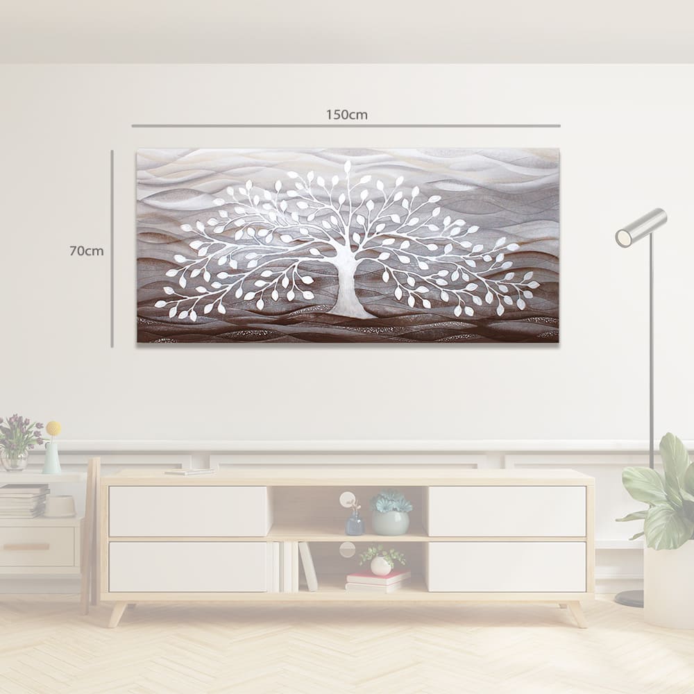 Quadro “Albero della Vita” 150×70 cm Bianco - CASA CHIC