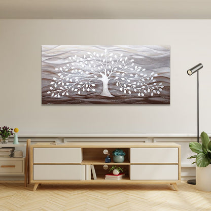 Quadro “Albero della Vita” 150×70 cm Bianco - CASA CHIC