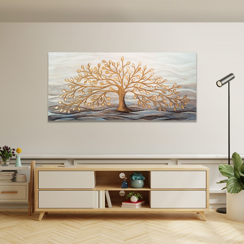 Quadro “Albero della Vita” 150×70 cm Gold - CASA CHIC