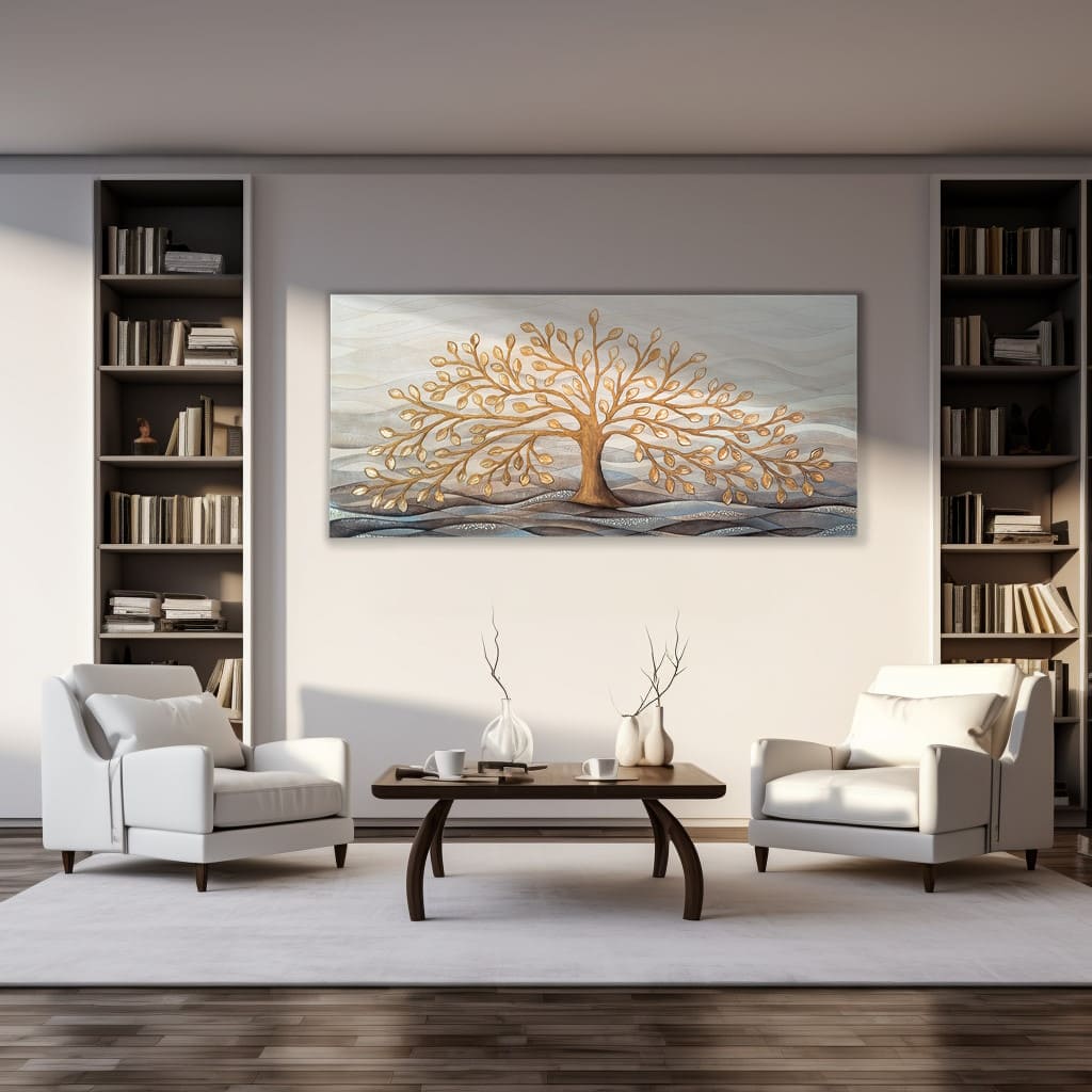 Quadro “Albero della Vita” 150×70 cm Gold - CASA CHIC