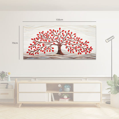 Quadro “Albero della Vita” 150×70 cm Rosso - CASA CHIC