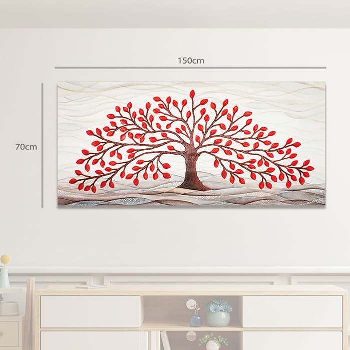 Quadro “Albero della Vita” 150×70 cm Rosso - CASA CHIC