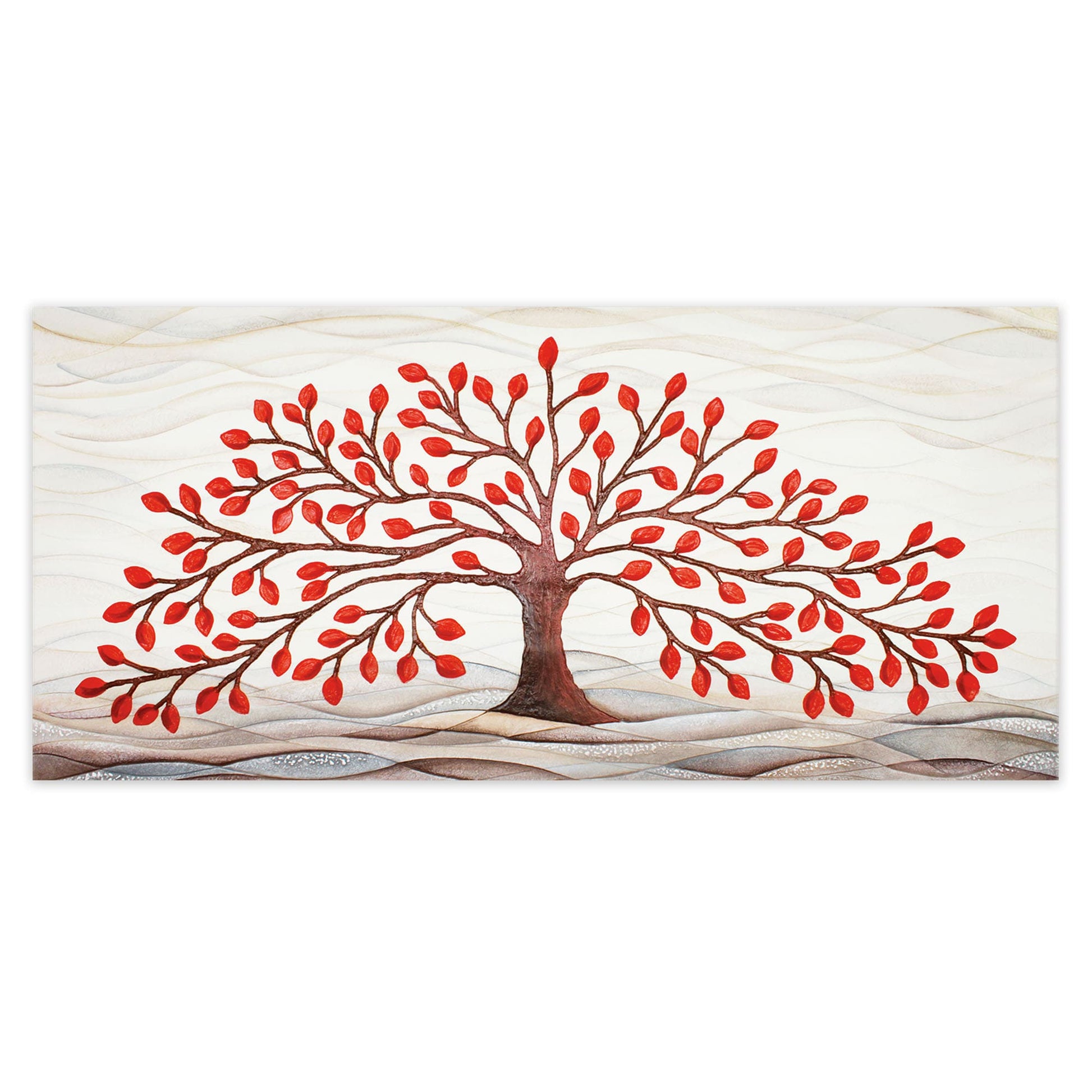 Quadro “Albero della Vita” 150×70 cm Rosso - CASA CHIC