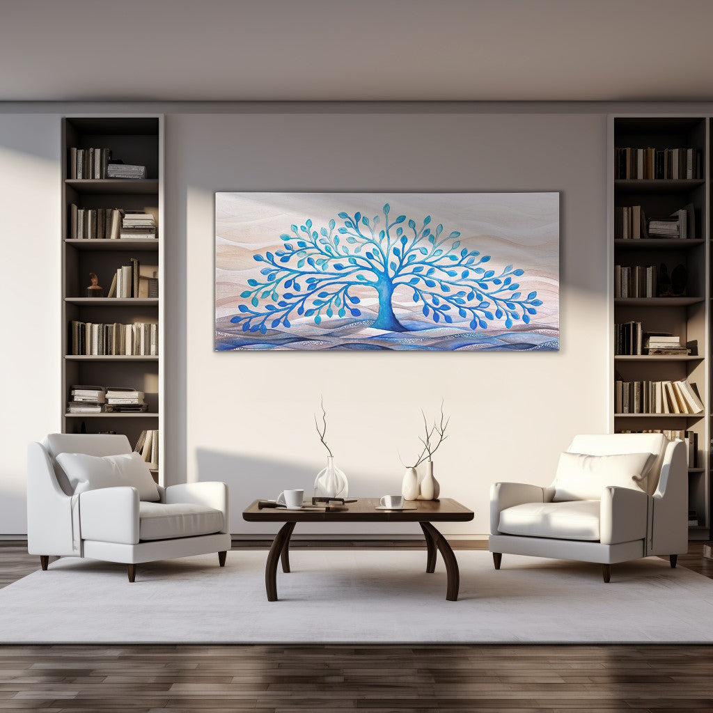 Quadro “Albero della Vita” 150×70 cm Turchese - CASA CHIC