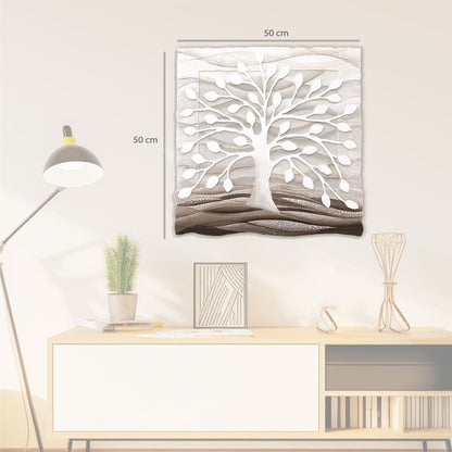 Quadro “Albero della Vita” 50×50 cm Bianco - CASA CHIC