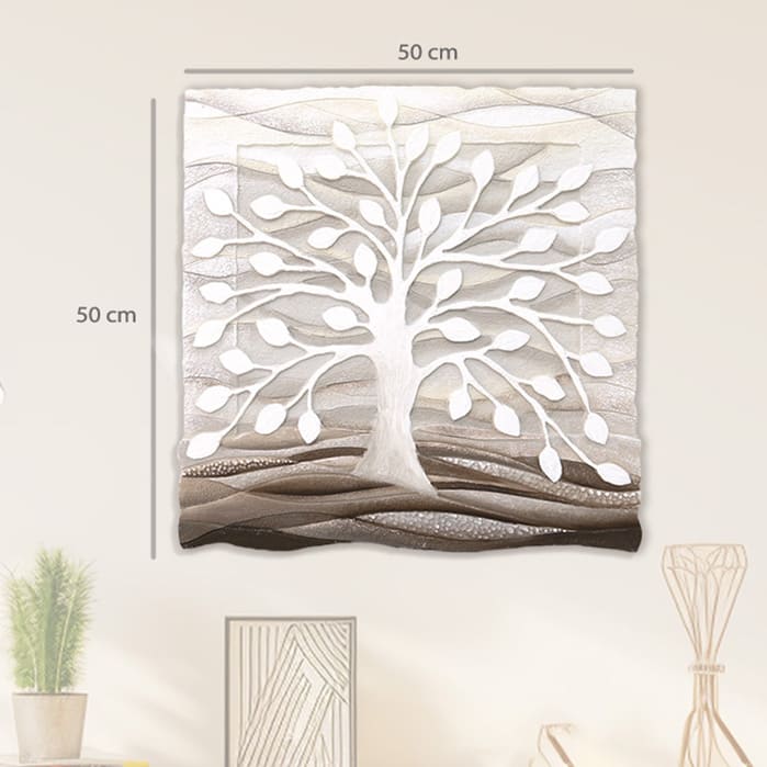 Quadro “Albero della Vita” 50×50 cm Bianco - CASA CHIC