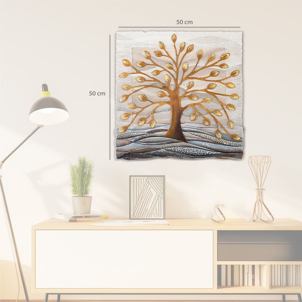 Quadro “Albero della Vita” 50×50 cm Gold - CASA CHIC