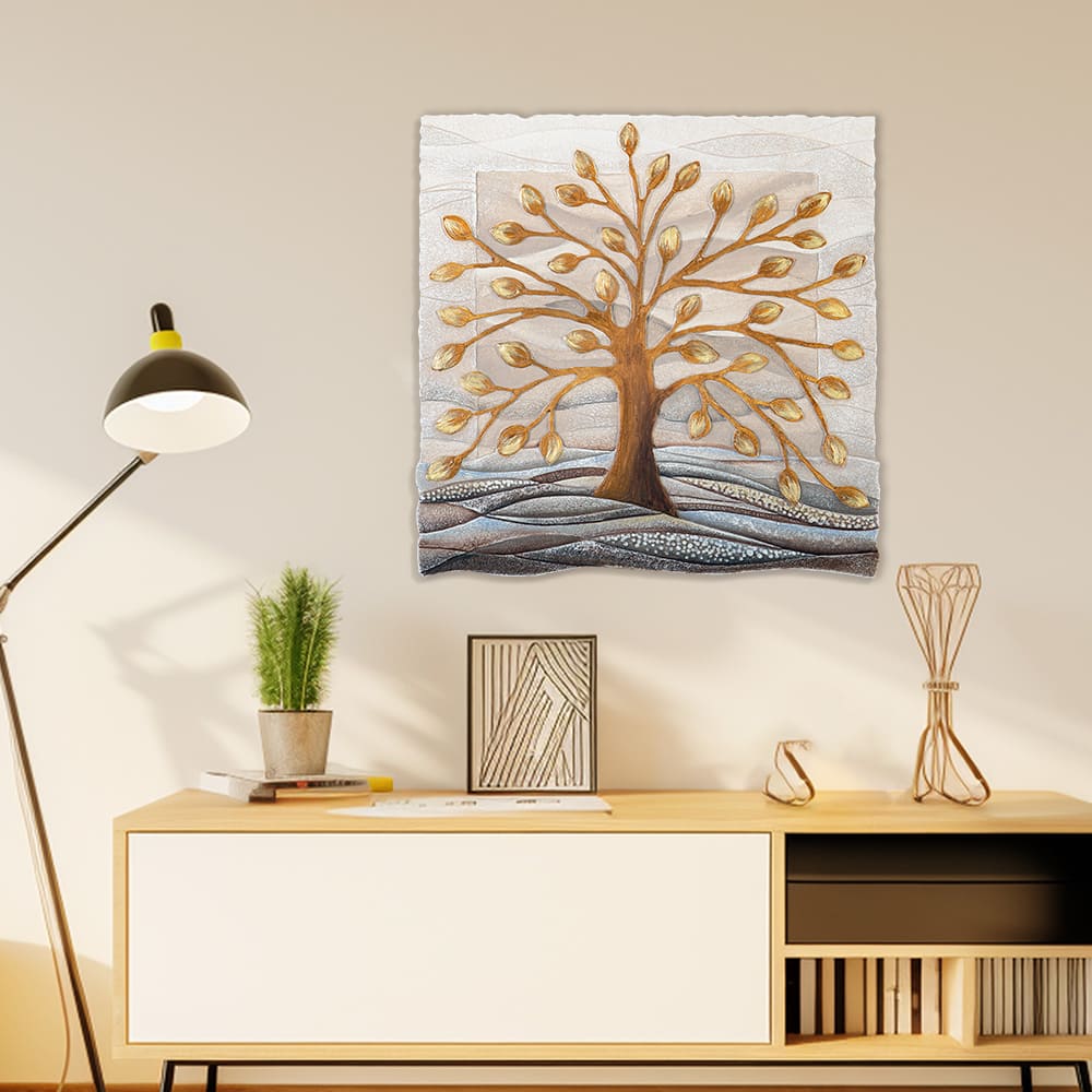 Quadro “Albero della Vita” 50×50 cm Gold - CASA CHIC