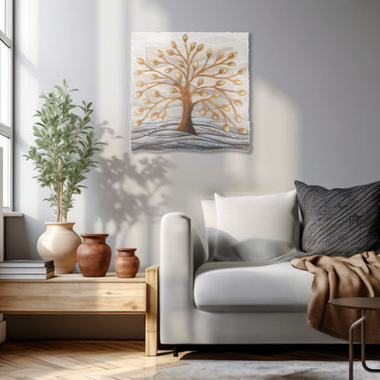 Quadro “Albero della Vita” 50×50 cm Gold - CASA CHIC