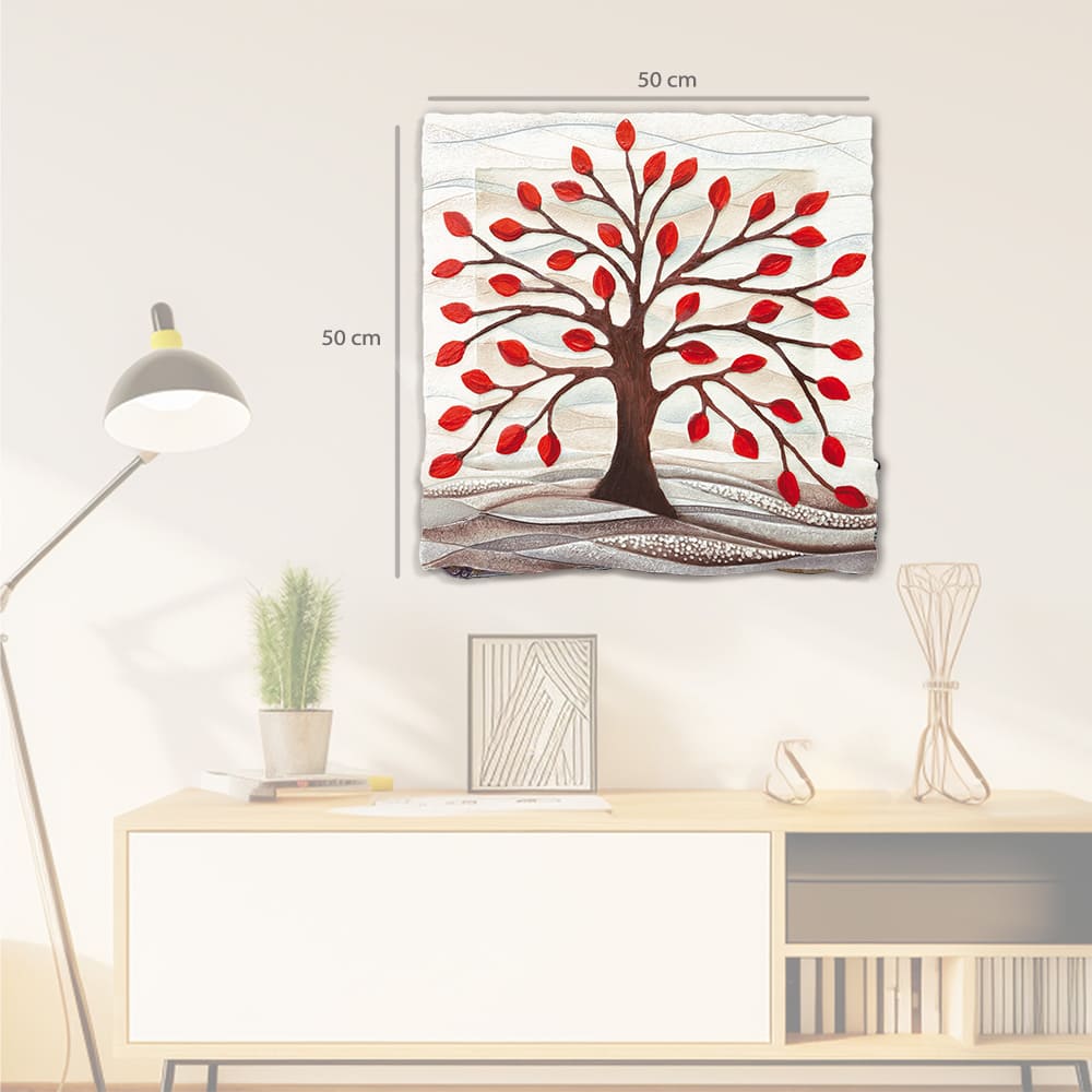 Quadro “Albero della Vita” 50×50 cm Rosso - CASA CHIC