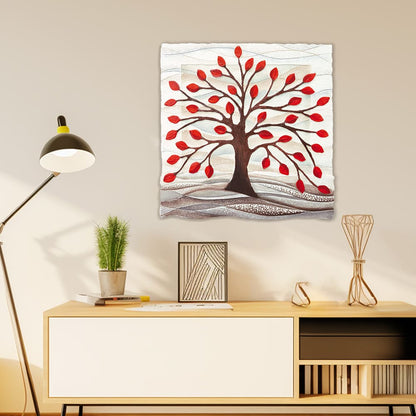 Quadro “Albero della Vita” 50×50 cm Rosso - CASA CHIC