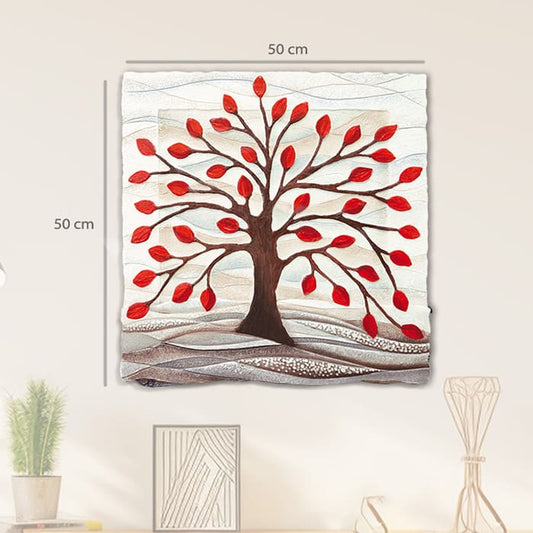 Quadro “Albero della Vita” 50×50 cm Rosso - CASA CHIC