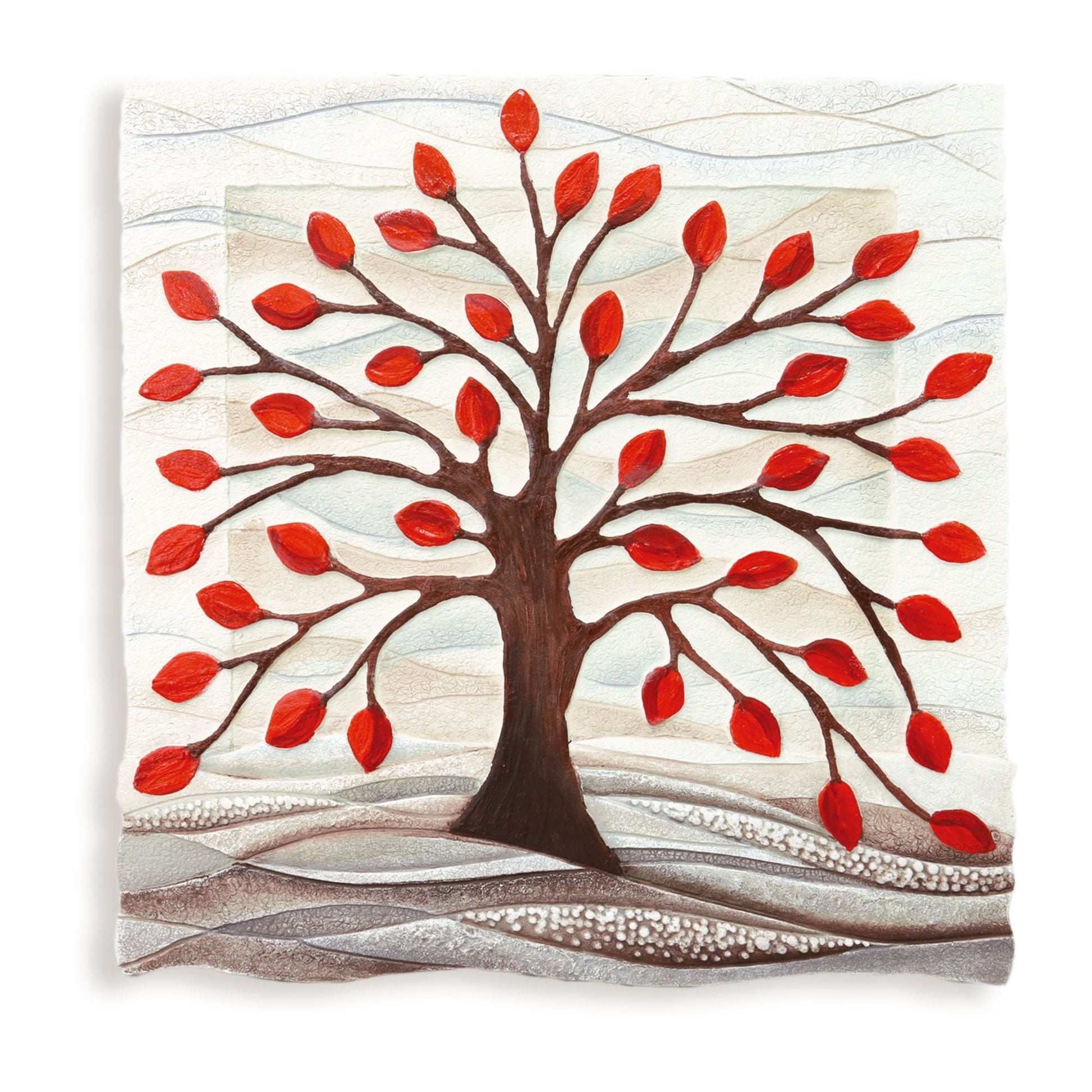 Quadro “Albero della Vita” 50×50 cm Rosso - CASA CHIC