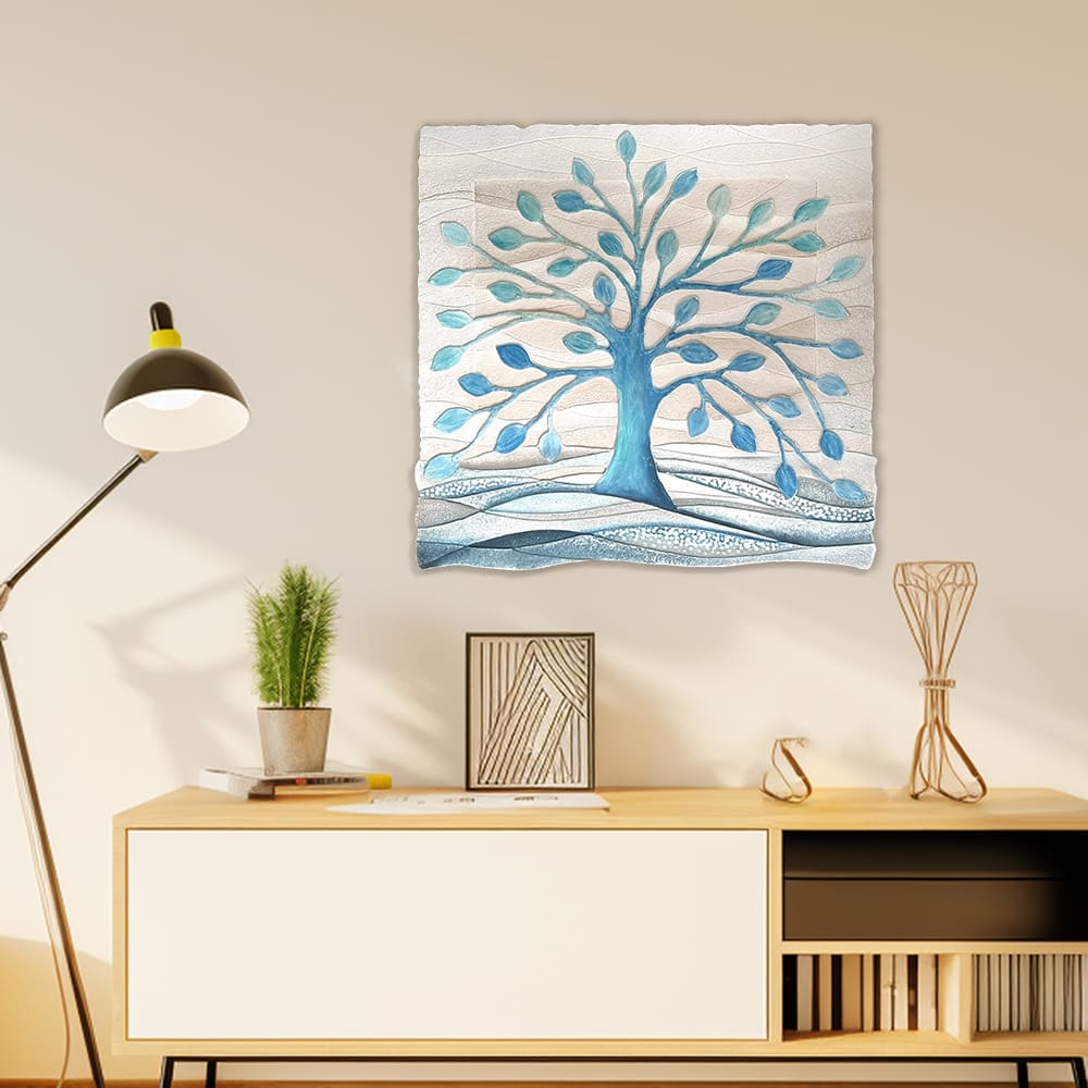 Quadro “Albero della Vita” 50×50 cm Turchese - CASA CHIC