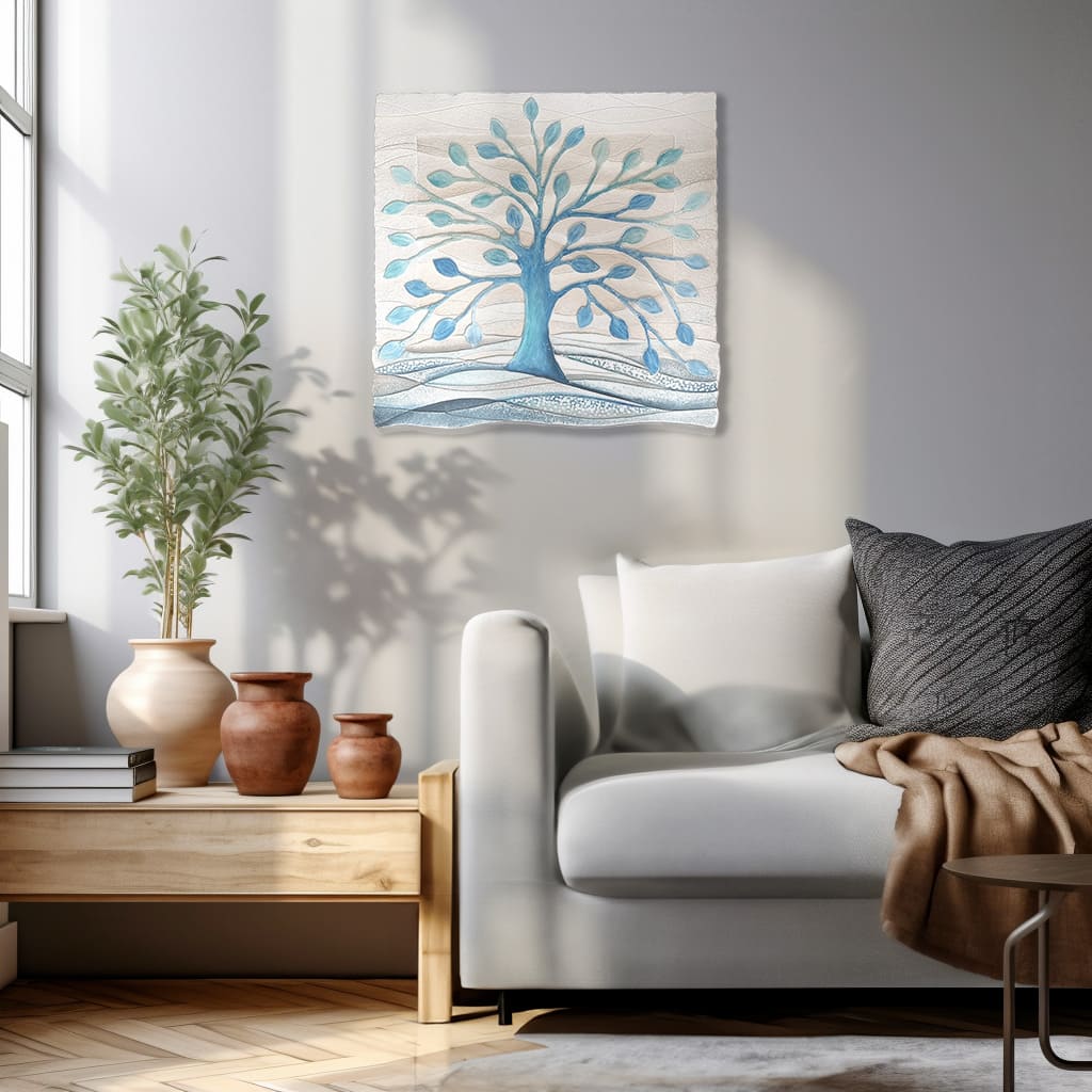 Quadro “Albero della Vita” 50×50 cm Turchese - CASA CHIC