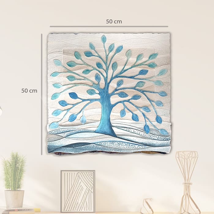 Quadro “Albero della Vita” 50×50 cm Turchese - CASA CHIC