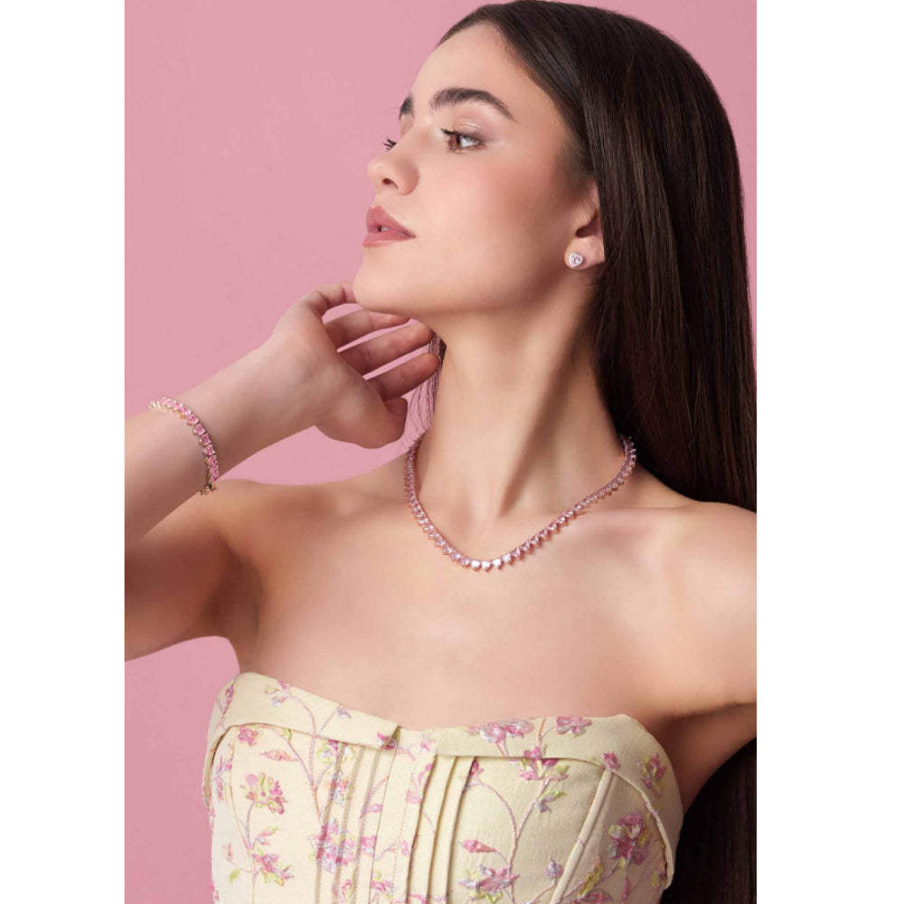 Collana placcata oro rosa con cubic zirconia