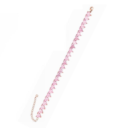 Bracciale tennis con zirconi rosa a cuori