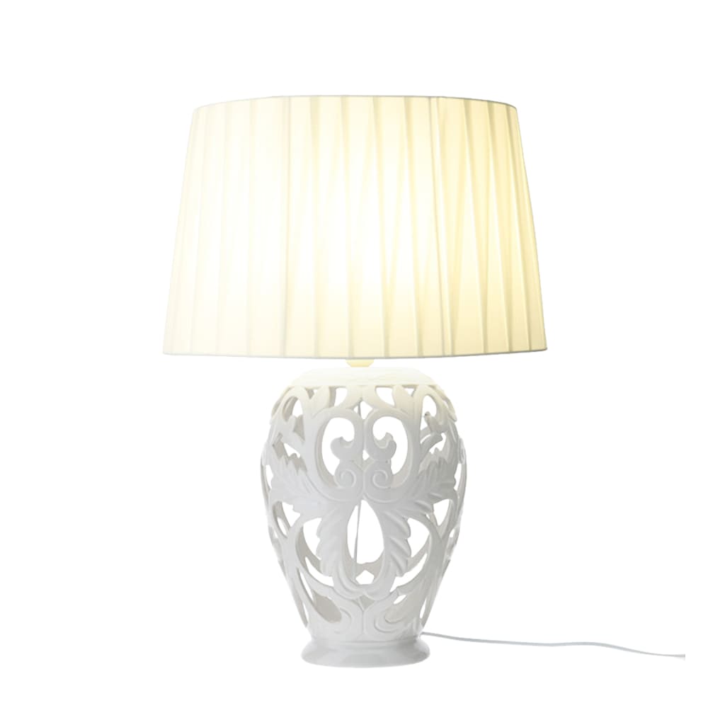 Lampada Barocca ovale in porcellana traforata h 48 cm - CASA CHIC