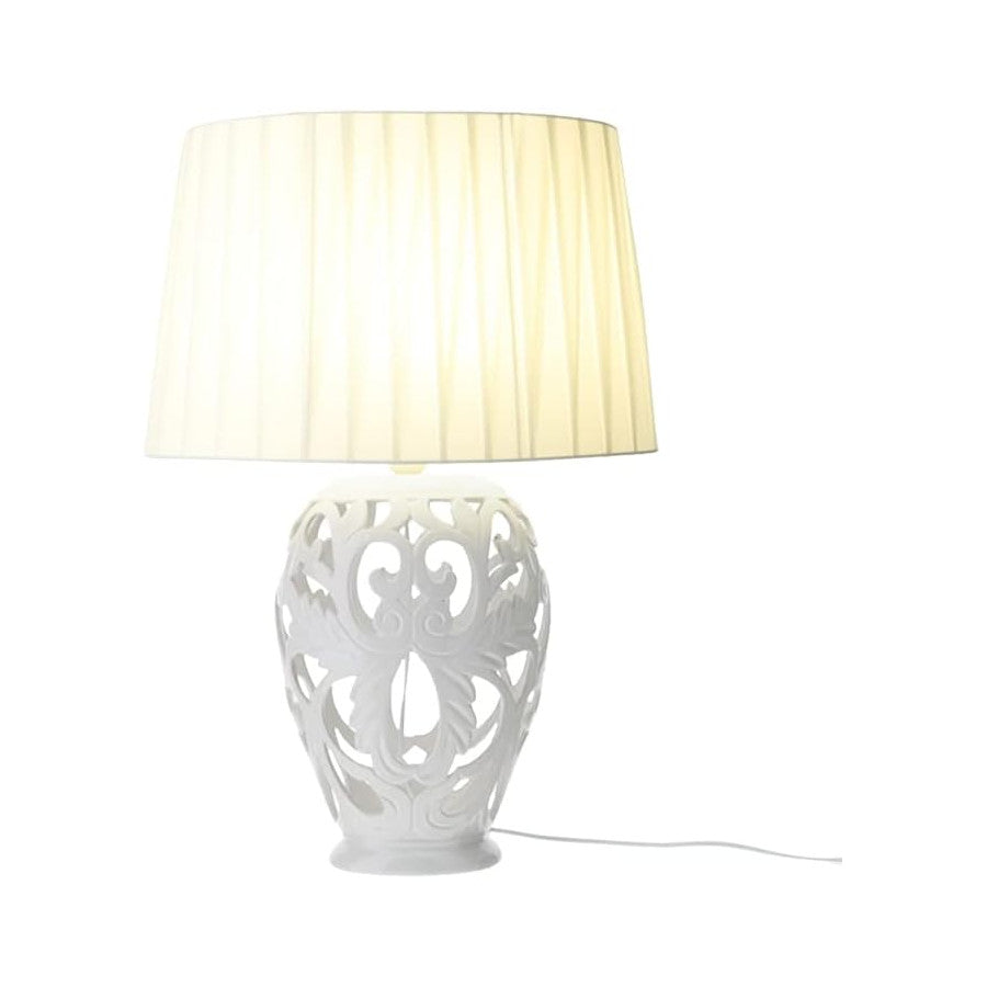 Lampada Barocca ovale in porcellana traforata h 38 cm - CASA CHIC