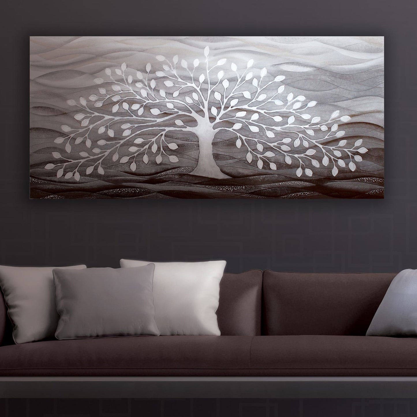 Quadro “Albero della Vita” 150×70 cm Bianco - CASA CHIC