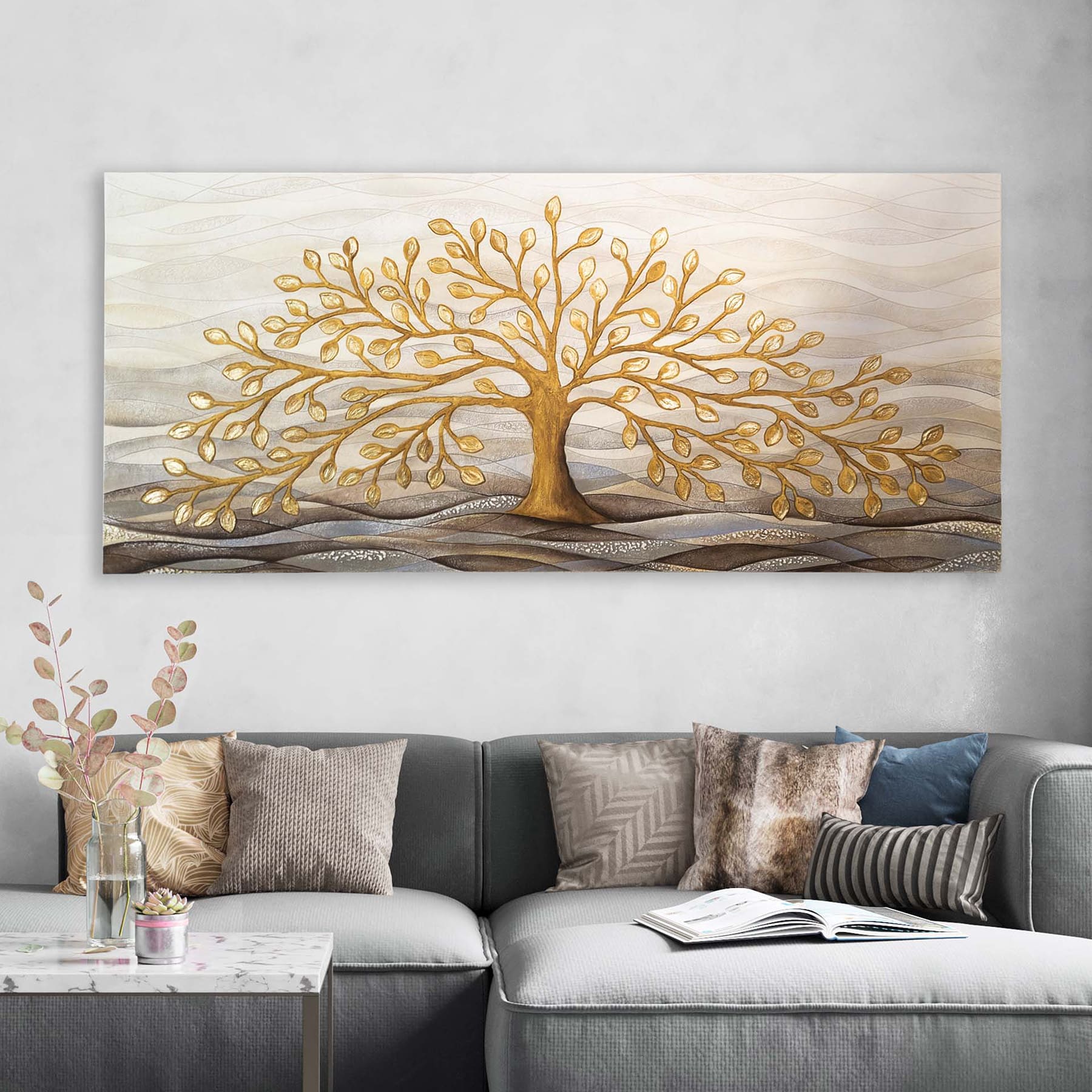 Quadro “Albero della Vita” 150×70 cm Gold - CASA CHIC