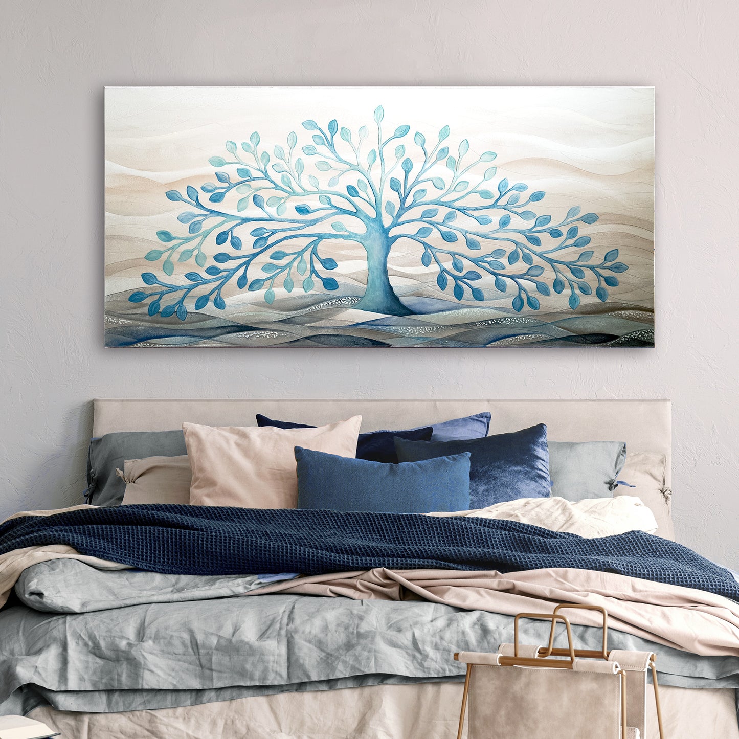 Quadro “Albero della Vita” 150×70 cm Turchese - CASA CHIC