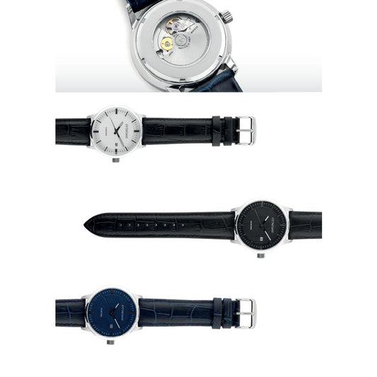 Orologio Uomo Automatico quadrante blu e pelle blu